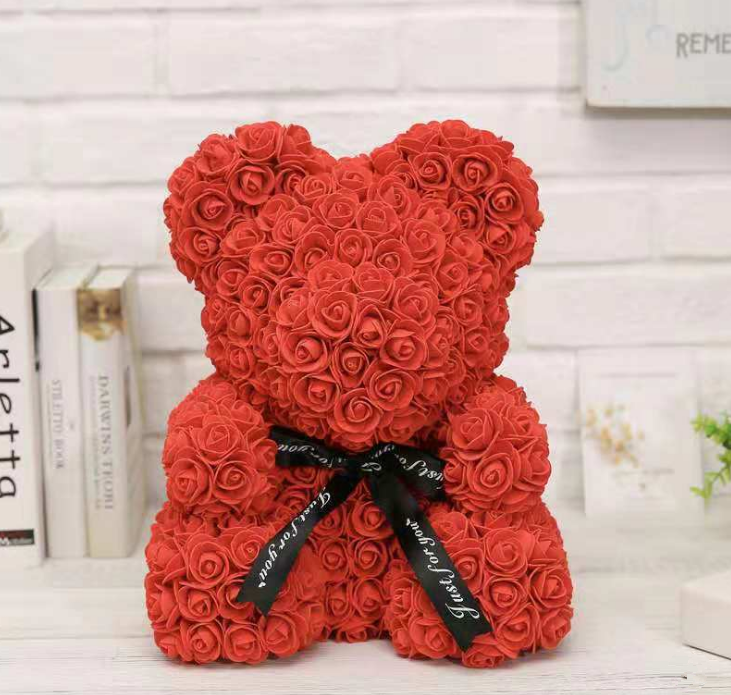 25cm Cute Flower Rose Bear Handmade Valentines Day 2020 Gift